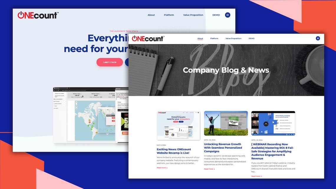 ONEcount Redesign collage